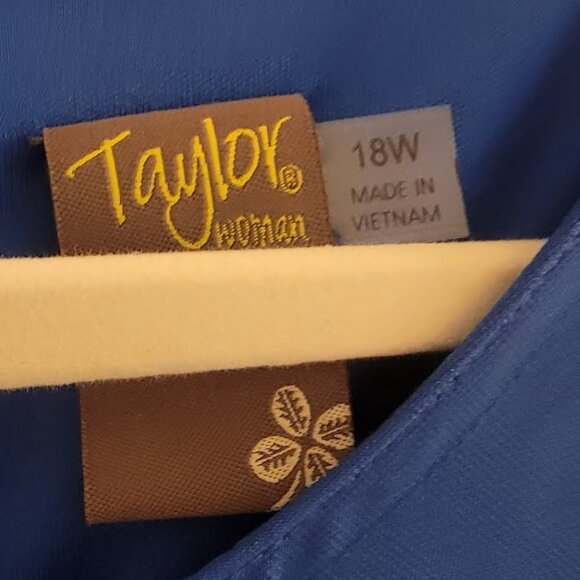 NWT - Taylor Cobalt Blue Plus Dress Gold Zip A-Line Cap Sleeve - Size 18W - Picture 3 of 8